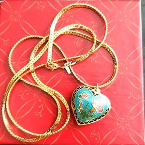 Goldtone 27 inches monet heart necklace with butterfly and heart design